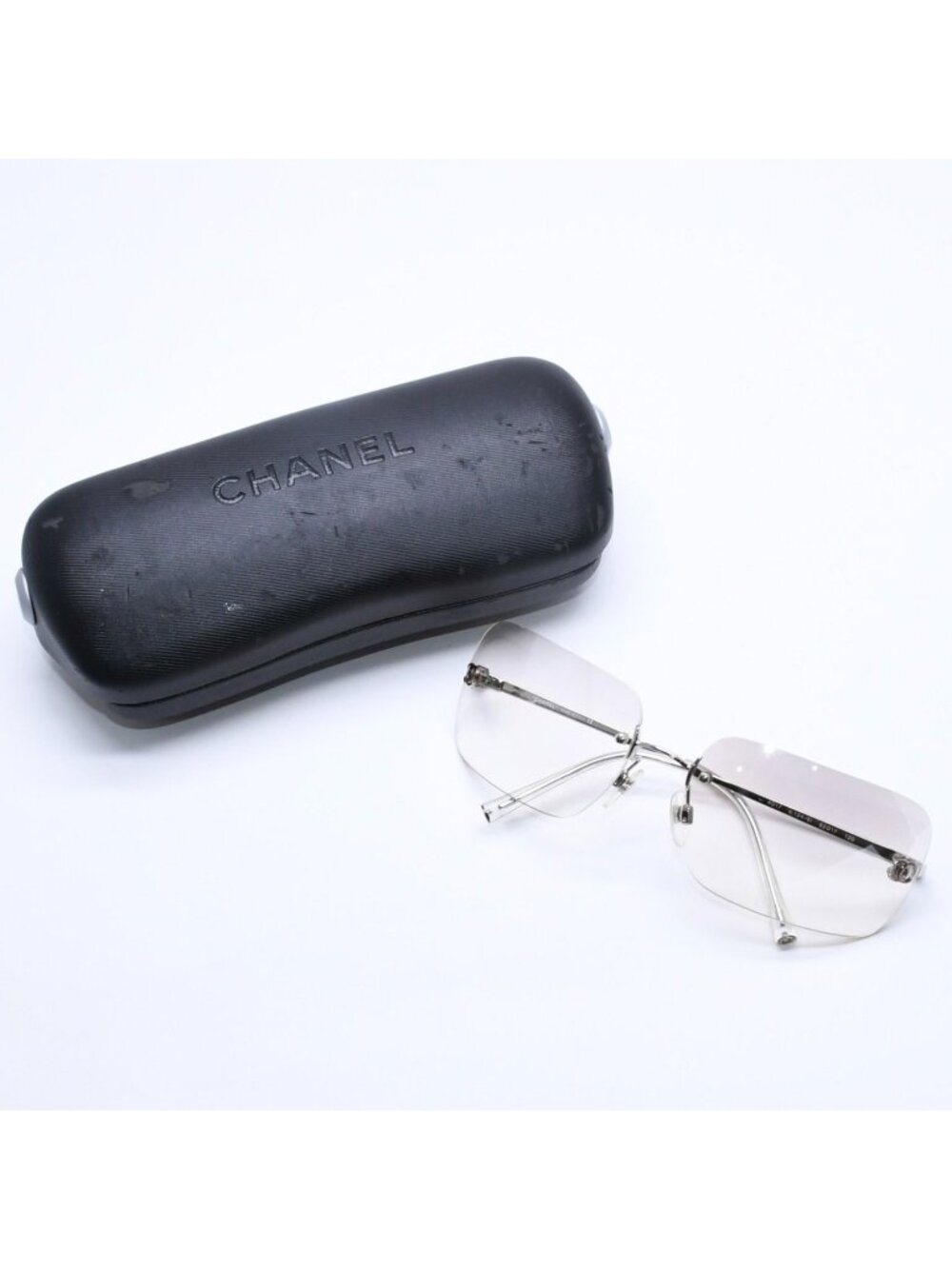 Chanel Rimless Sunglasses CC Logo Gradient Eyewear Silver